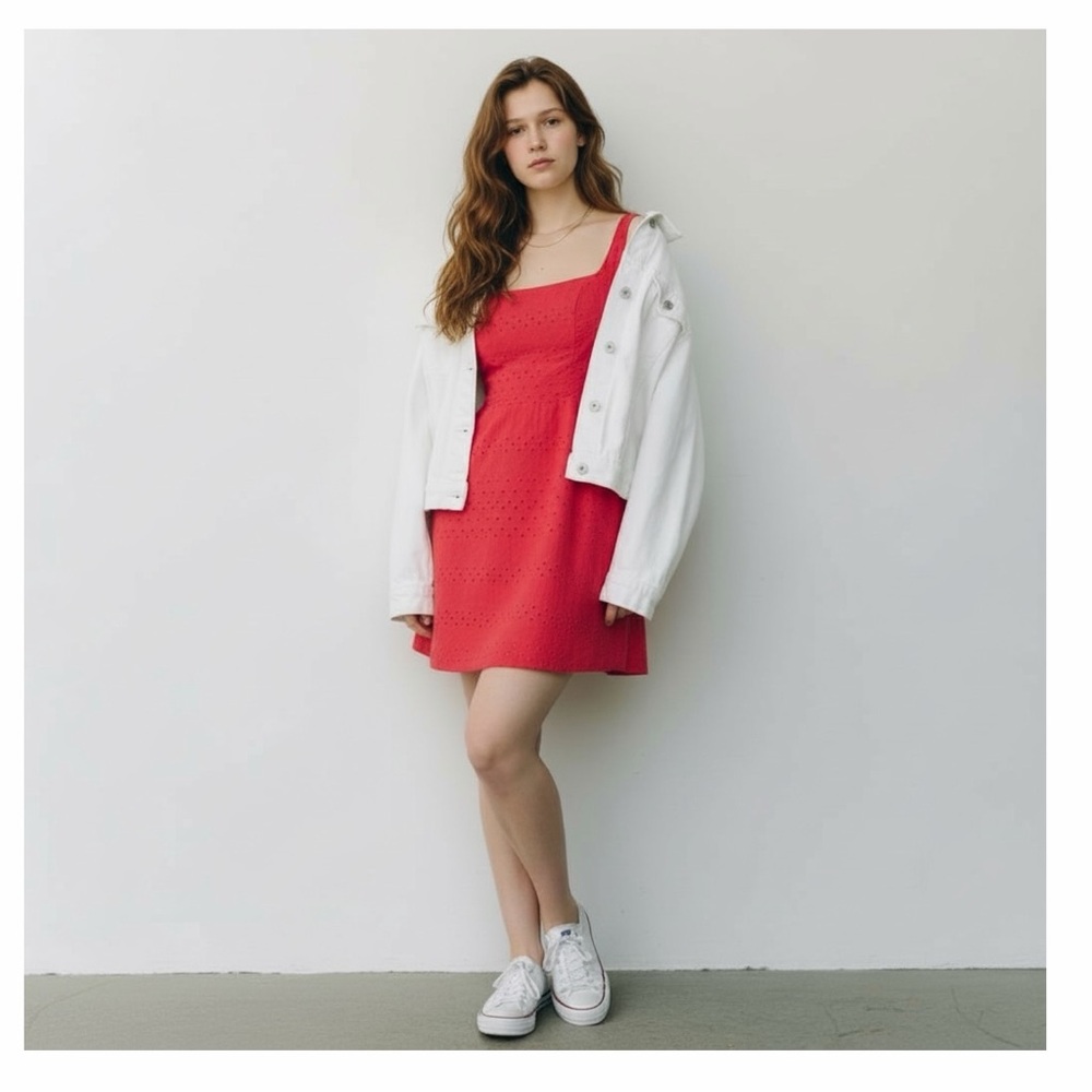 Old Navy Red Eyelet Embroidered Cami Mini Dress – XL Tall NWT